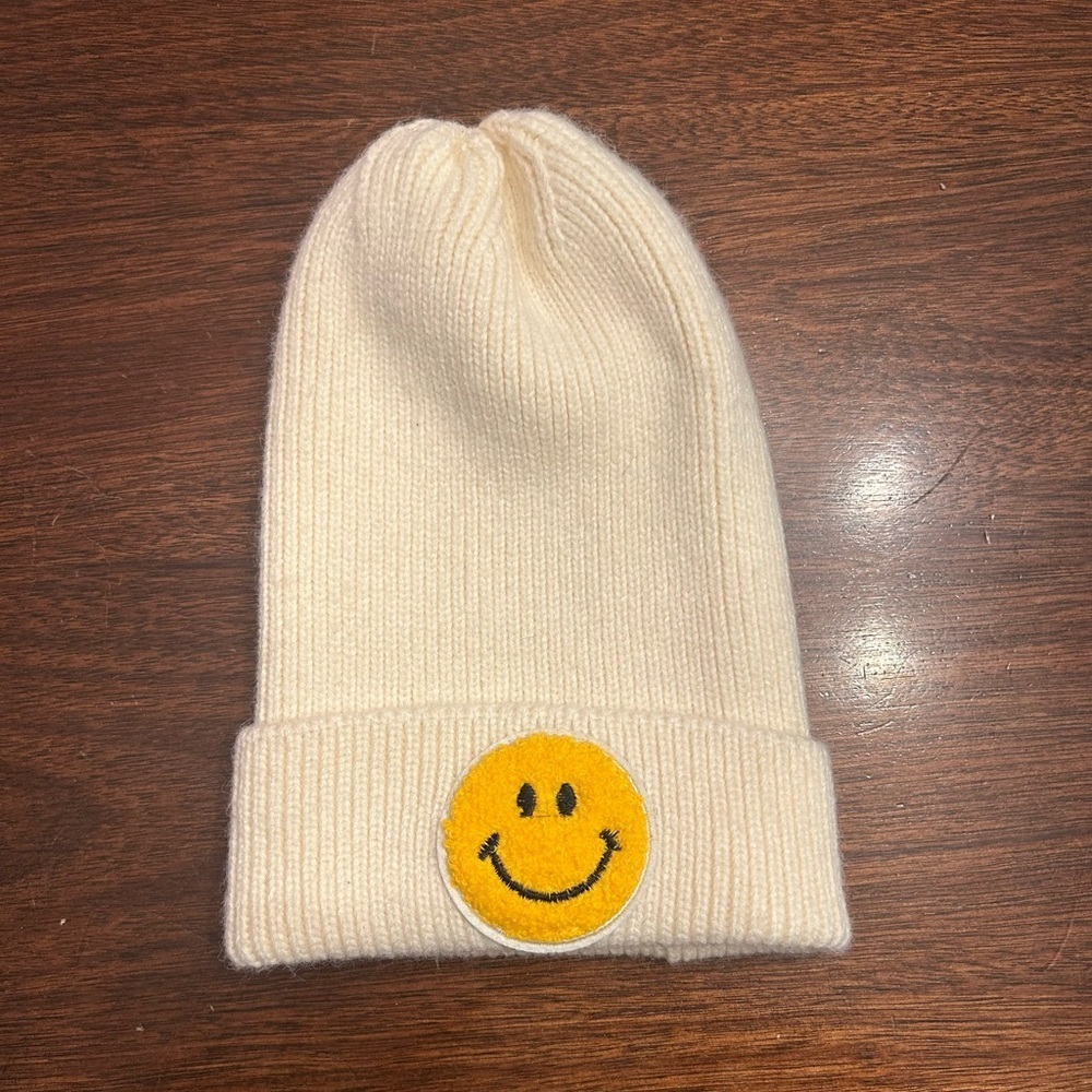 Smiley Patch Cream Beanie